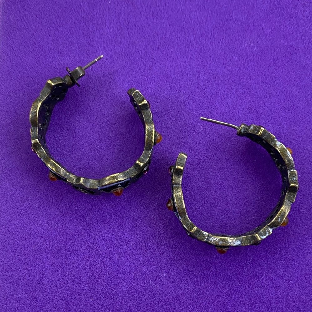 💛 Vintage Avon Multicolour Gem Hoop Earrings | Bold Colourful Statement - Picture 3 of 5